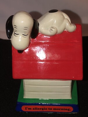 1971 Peanuts Snoopy Dog house I'm allergic to Morning Figurine