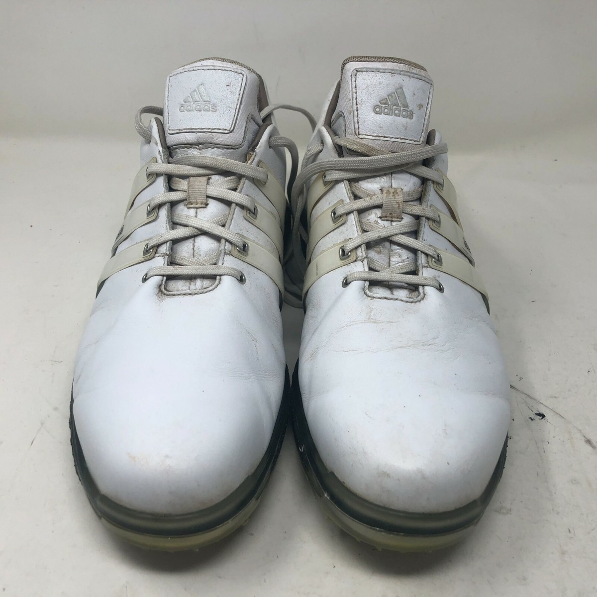 Adidas Tour 360 Golf Shoes Spikes White Lace Up Cleats 