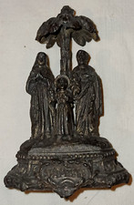 Sehr alte Skulptur Heilige Familie Jesus Maria Josef Palme wunderschön Gusseisen