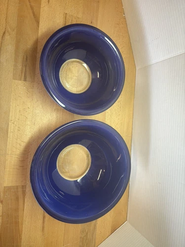 Pyrex 323 325 Cobalt / Dark Blue Set of 2 Clear Bottom Nesting Mixing Bowls