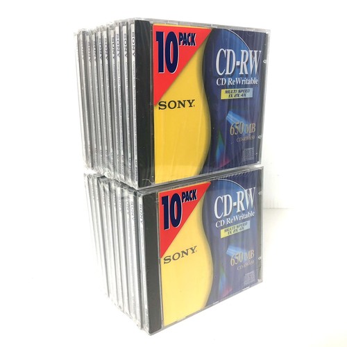 Sony Blank CDs (Lot of 20) CDRW 650MB Rewritable Multi Speed Factory
