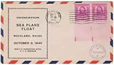 1940 Dedication Sea Plane Float, Rockland Maine posted to Westfield Mass.