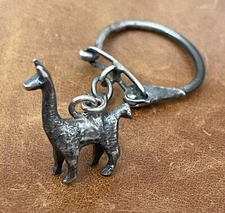 Beautiful Vintage Handmade 925 Sterling Silver Llama Alpaca Peru Key Chain