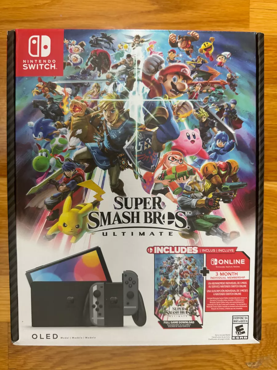 Nintendo Switch OLED White with Super Smash Bros Ultimate Game Bundle