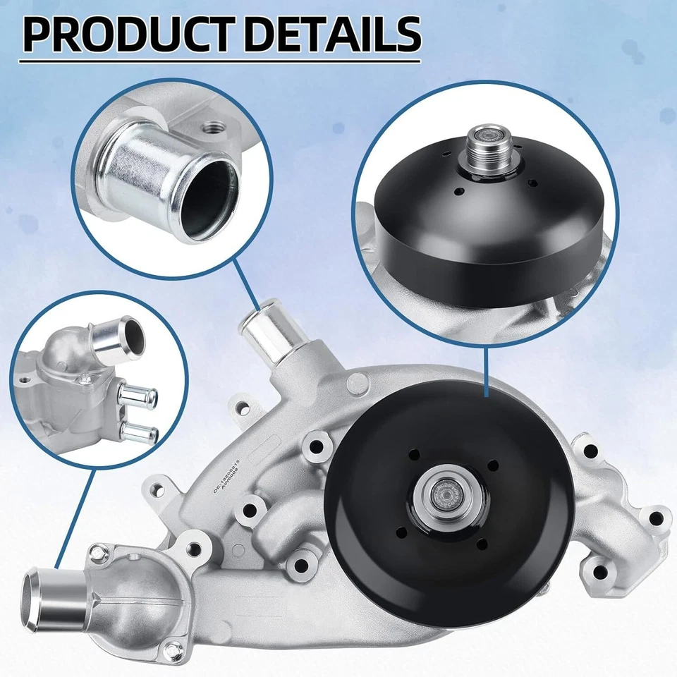 Water Pump w/ Thermostat for 2007-2016 Chevrolet GMC Vortec 4.8L/5.3L/6.0L/6.2L Foto 2 de 4