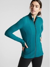 ATHLETA Shanti Powervita Billiard Teal Jacket Full Zip Size L EUC