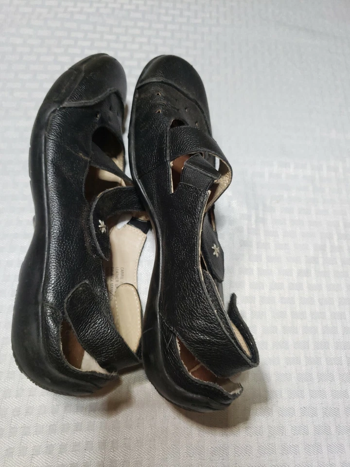 Ros Hommerson "Carrie" Talla 7.5 M Negro Mary Jane Correa Cruzada Plana Cuero Foto 3 de 4