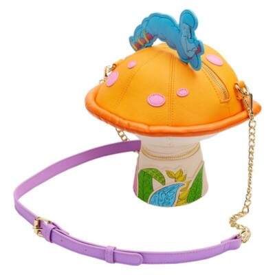Disney Orange Mushroom Crossbody Bag with Blue Caterpillar Accent Amazon.com: Loungefly Stitch Shoppe X Disney Alice in  main image 2