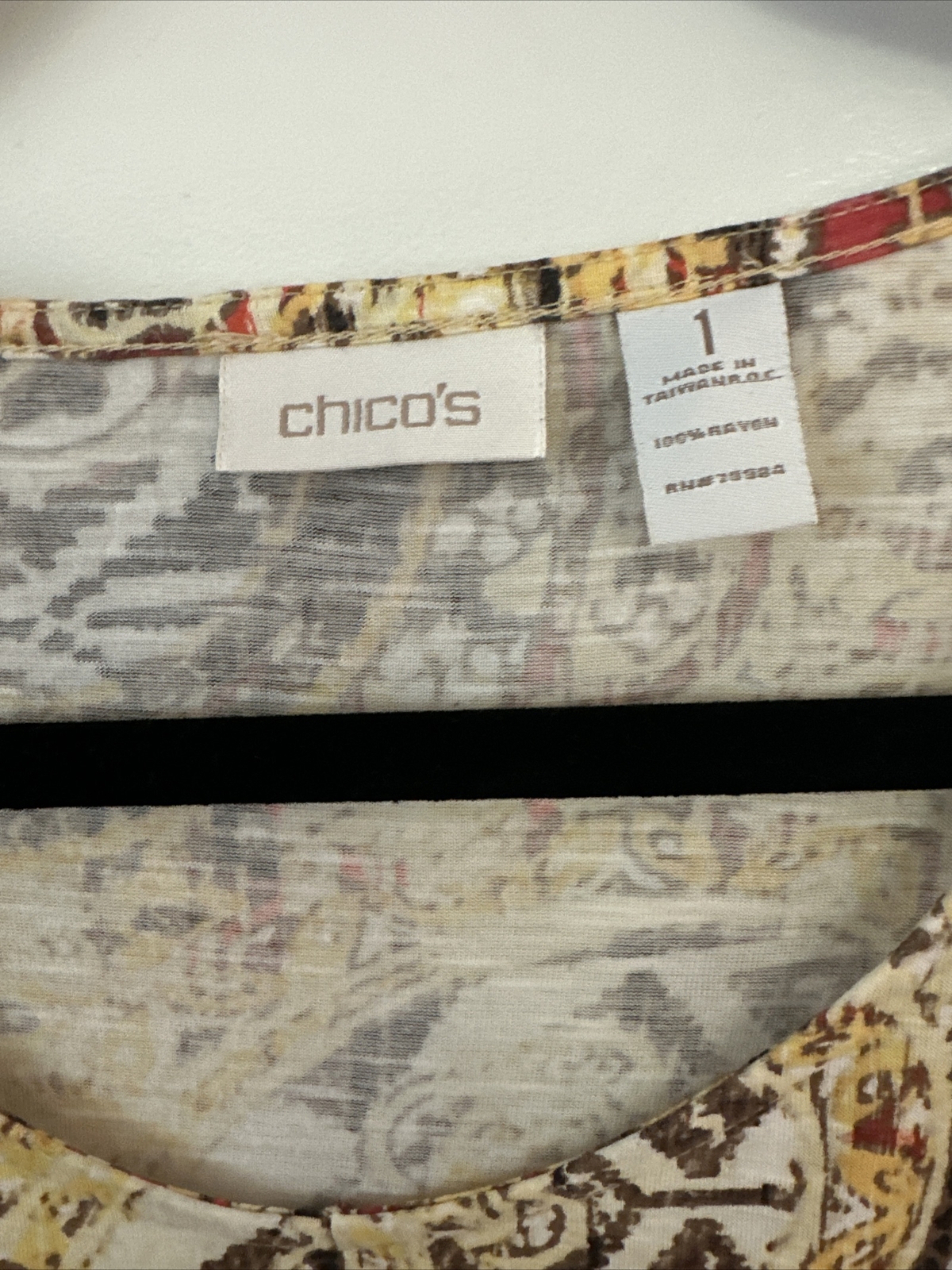 Chicos Size 1 Rayon Patterned Multicolor Gathered… - image 2