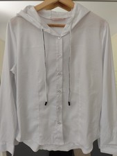 Velvet Rose Damen Bluse Basic Weiß mit Kapuz...