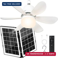 Portable Solar Ceiling Fan with Lights,18.5in Outdoor Fan with Foldable Solar Pa