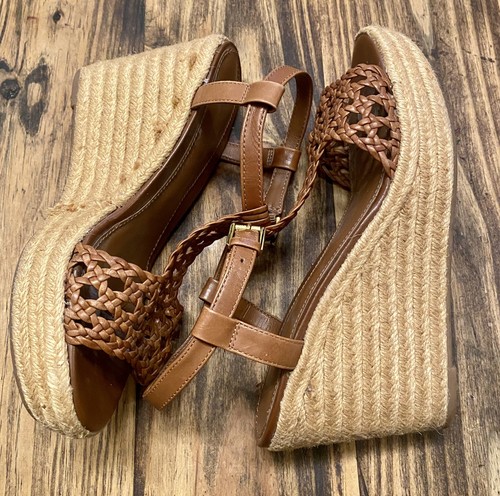 Lauren Ralph Lauren Hailey Tan Brown Wedge Espadrilles Sandals Size 7 - Bild 3 von 7