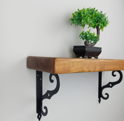 Grobes Schweberegal Rustikal Massivholz Handarbeit Vintage Wandregal +S Halterung