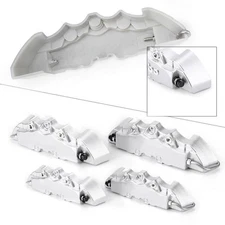 4x 3D Car Universal Front+Rear Disc Brake Caliper Covers Kit Silver Brand New