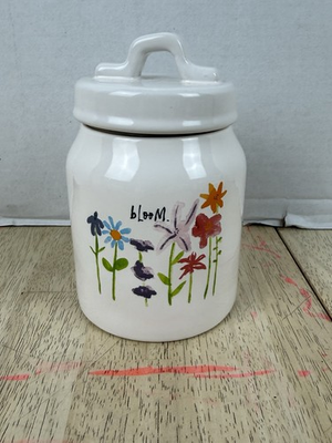 #ad Rae Dunn Artisan Collection by Magenta Floral BLOOM 6.5” Canister w Lid $18.74
