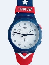 Swatch Chrono Watch Free & Brave SUSZ401 2017 Olympic Specials USA 42mm Swiss