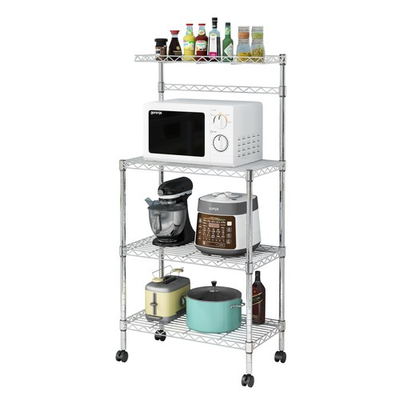 #ad 4 Tier Kitchen Baker Rack Rolling Microwave Oven Stand Utility Cart Small Island $58.99