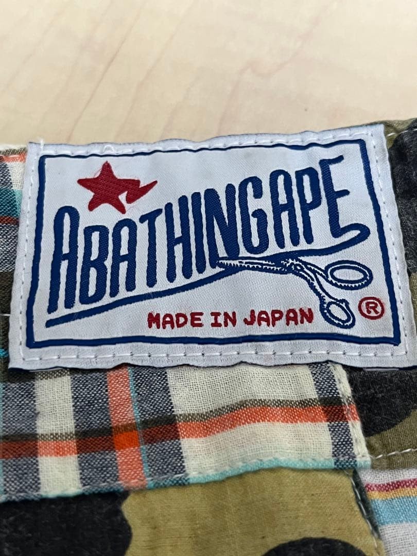 A BATHING APE Patchwork Shorts Half Pants Green Camo/Multicolor Plaid XL thumbnail 6