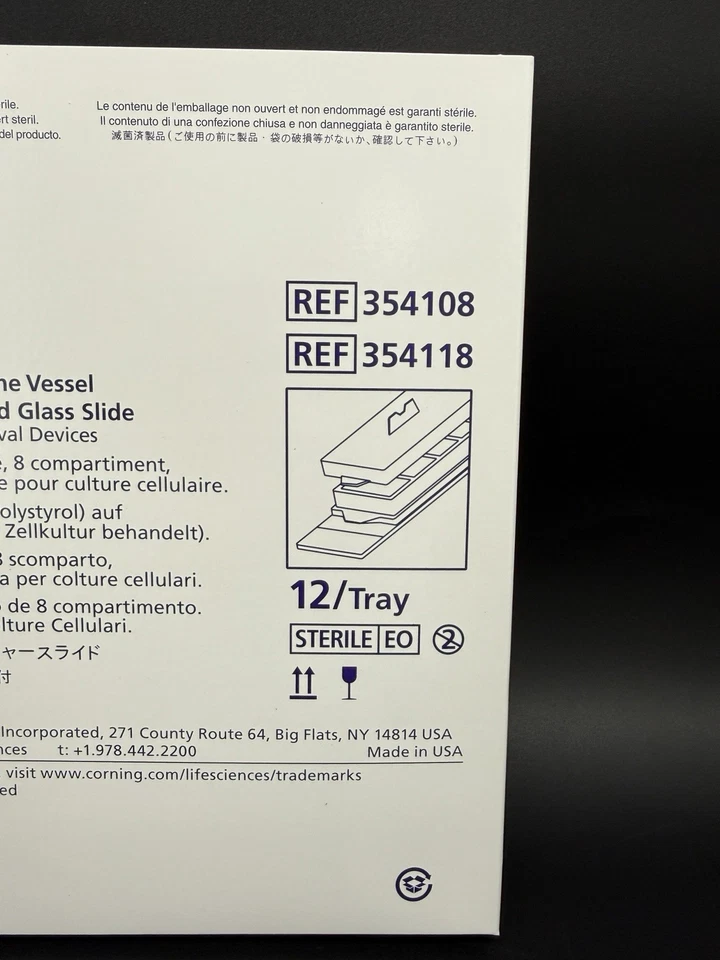 Falcon 354108 CultureSlides 8 Chamber Tissue Culture Glass 12 Trays Clean Lab - Image 2 of 4