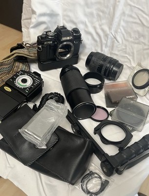 Minolta X-700 JAPAN VTG 35mm SLR Film Camera Body Bundle Lens/Flash etc untested
