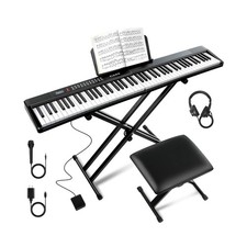88 Key SEMI-Weighted Keyboard Piano For Beginners w/Stand Bench, MIDI, Blueto...