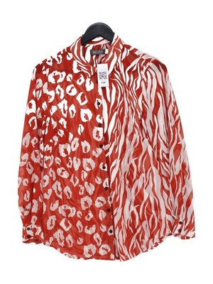 Neuwertiges Samt Damen Shirt UK 12 rot 100% Polyester Basic