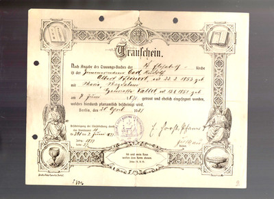 Originaler Taufschein von 1927 aus Berlin, Sankt Elisabeth-Kirche - gefaltet