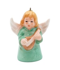 Hummel Goebel 1977 Green Angel Bell Germany Porcelain Christmas Ornament TMK 5