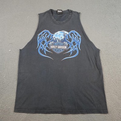 Vintage Harley-Davidson Shirt Mens Large Black Eagle Black Hills Rapid City SD