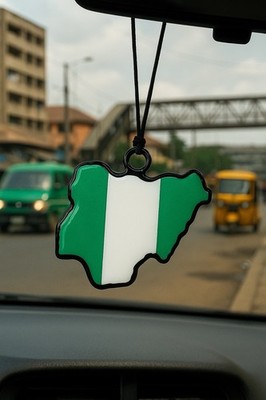 Handmade Wooden Nigeria Map Car Hanging Ornament