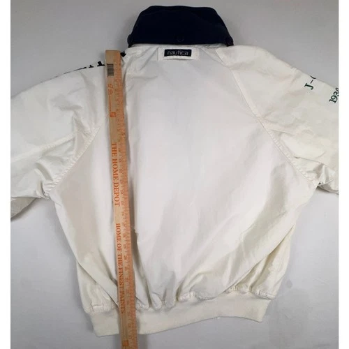 Vintage 90s Nautica Challenge J-Class Sailing Jacket Large White Hideaway Hood image 15