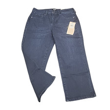 NYDJ Womens Cropped Jeans Size 4 Blue Curves 360 Zip Button Jeans w Pockets