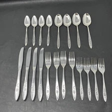 Oneida Community MY ROSE Stainless Flatware Set 20 Pieces 4 Place Settings