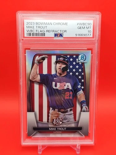 2023 Bowman Chrome - Wbc Flag Refractor Variations Mike Trout #WBC-90 PSA 10🔥