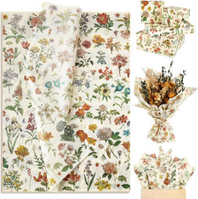 100 Sheets Floral Tissue Paper Vintage Wildflowers Tissue Paper for Gift Bags Wa