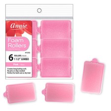 Annie Foam Hair Rollers Jumbo, 6 Count Pink Soft 1 Pack of 6 ,