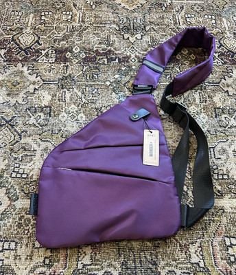 WANDER+ Purple Sling Bag Zip Closure Adjustable Crossbody Strap