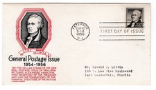 #1053 Hamilton Liberty $5 FDC 1956 - C. Stephen Anderson
