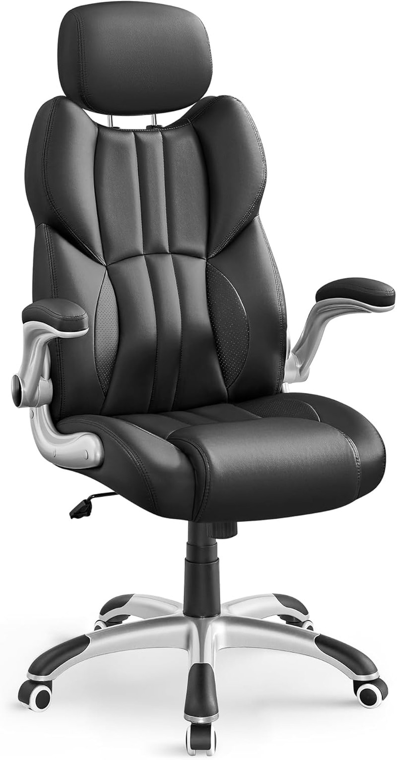 Office Chair, Ergonomic Gaming Chair, Adjustable Headrest, Tilt Function, Foldab