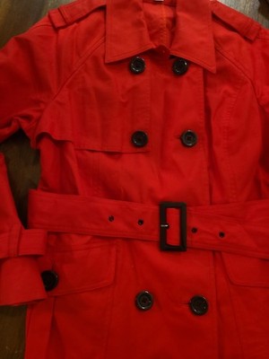 Pendleton Belted Double Breasted Short Trench Coat Red Size 14 Cotton