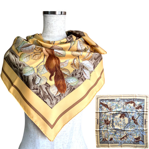HERMES Carre 90 "CASSE NOISETTE" 100% Silk Scarf Vintage Cleaned