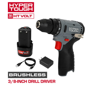 Hyper Tough 12V Brushless Cordless Drill Driver with 1.5Ah Battery