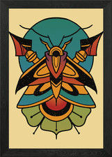 Moth Bug Animal Tattoo Framed Wall Art Poster Canvas Print Picture
