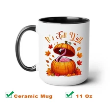 Flamingo Pumpkin It's Fall Y'all Mug