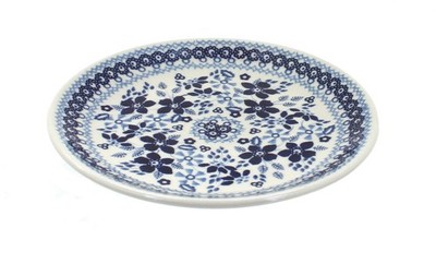 Blue Rose Polish Pottery Vintage Blue Daisy Dessert Plate