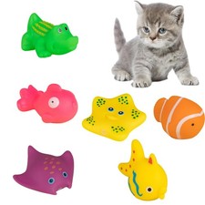 Sndperiexam 6Pcs Colorful Pool Cat Interactive Toy, Floating Water blue
