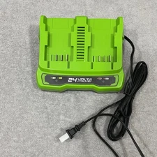 Greenworks Dual Port Rapid Charger for 24V Lithium Max Ion Batteries