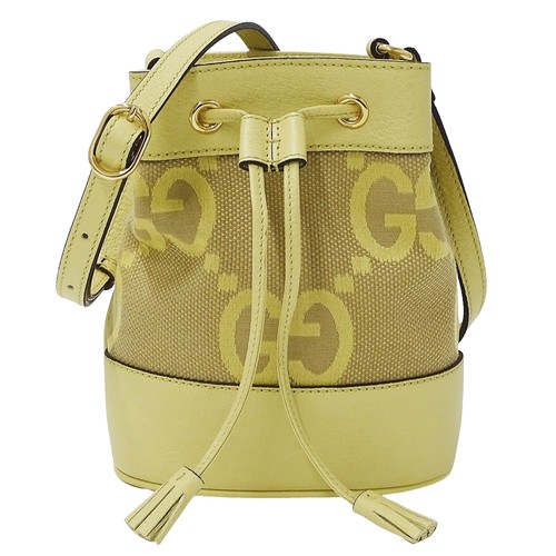 GUCCI Bag Shoulder jumbo GG Mini bucket Canvas Leather yellow 550620 846586