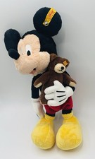 Disney Parks STEIFF 12" Mickey Mouse Holding 4.5" Teddy Bear Plush Doll