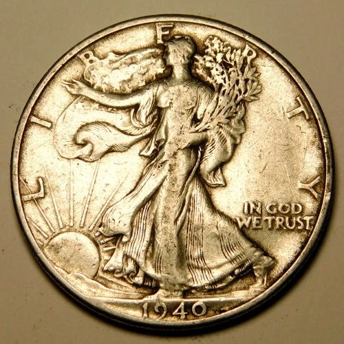 1940P Walking Liberty Half Dollar 90% Silver VF Actual Coin Pictured-Not Cleaned